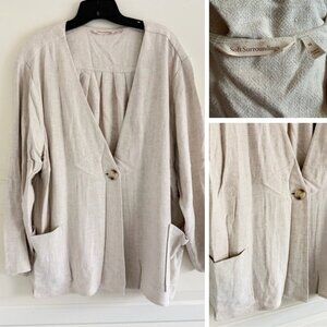 Soft Surroundings Cream V-neck Cardigan Sweater Size 3X 41953